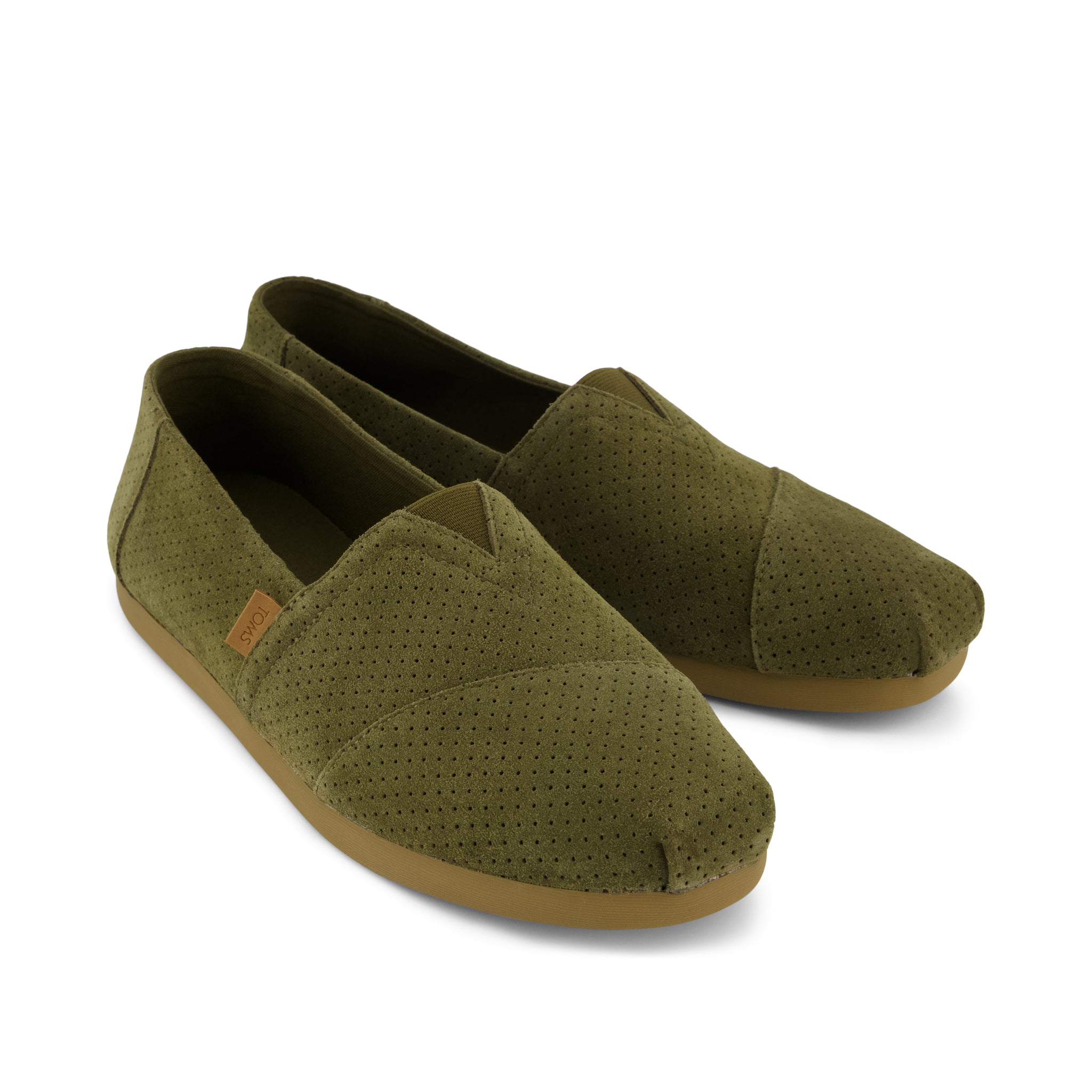 Alpargata Classic - Olive Green Perforated Suede Front View