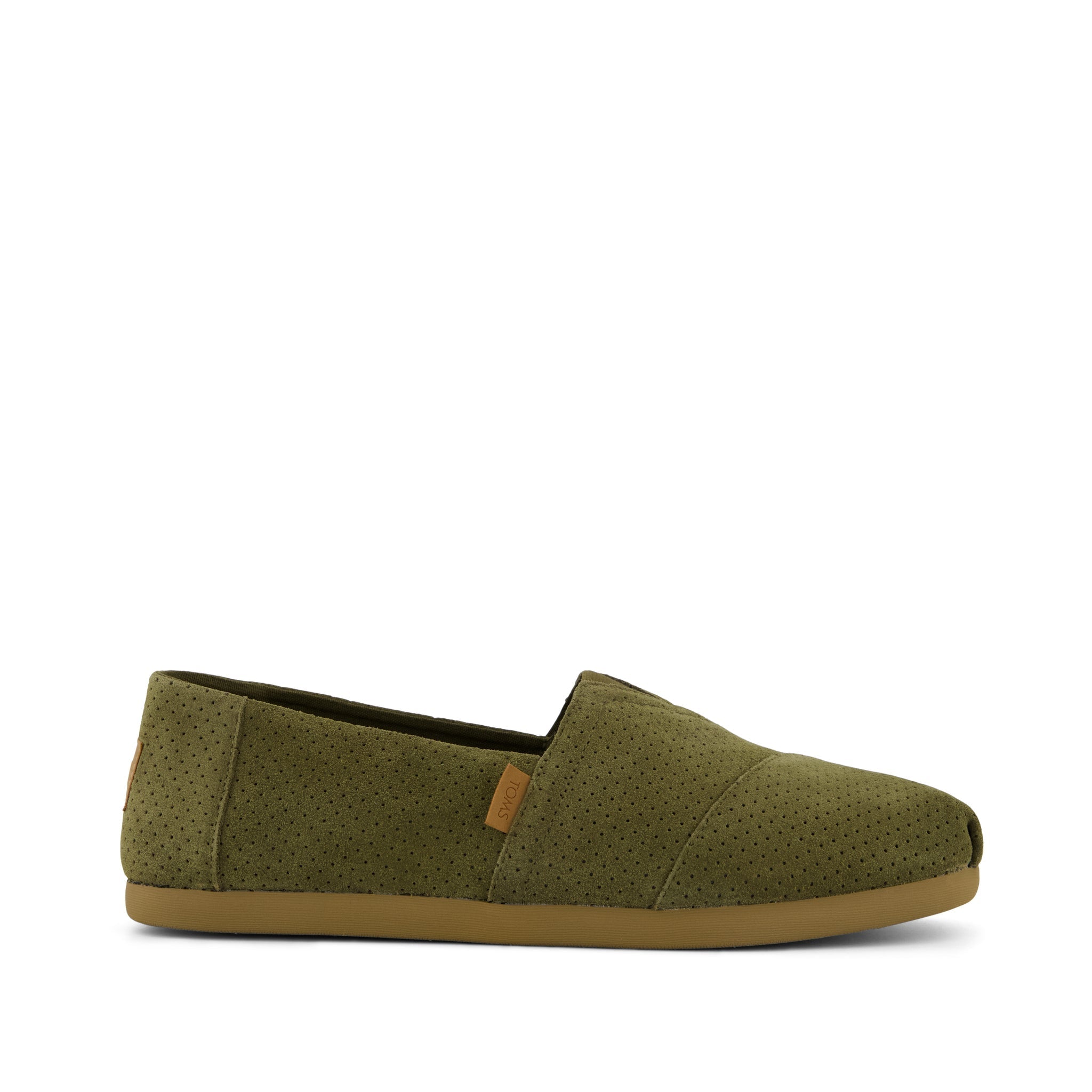 Alpargata Classic - Olive Green Perforated Suede Side View