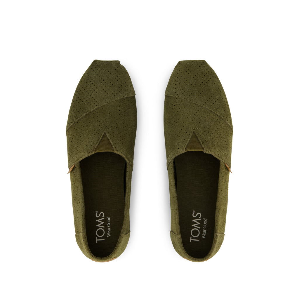 Alpargata Classic - Olive Green Perforated Suede Top View
