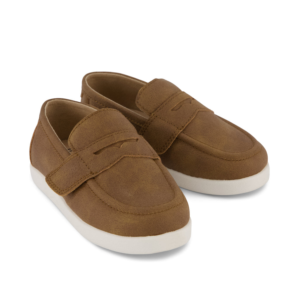 Oliver Toddler Loafer - Toffee Microsuede Front View