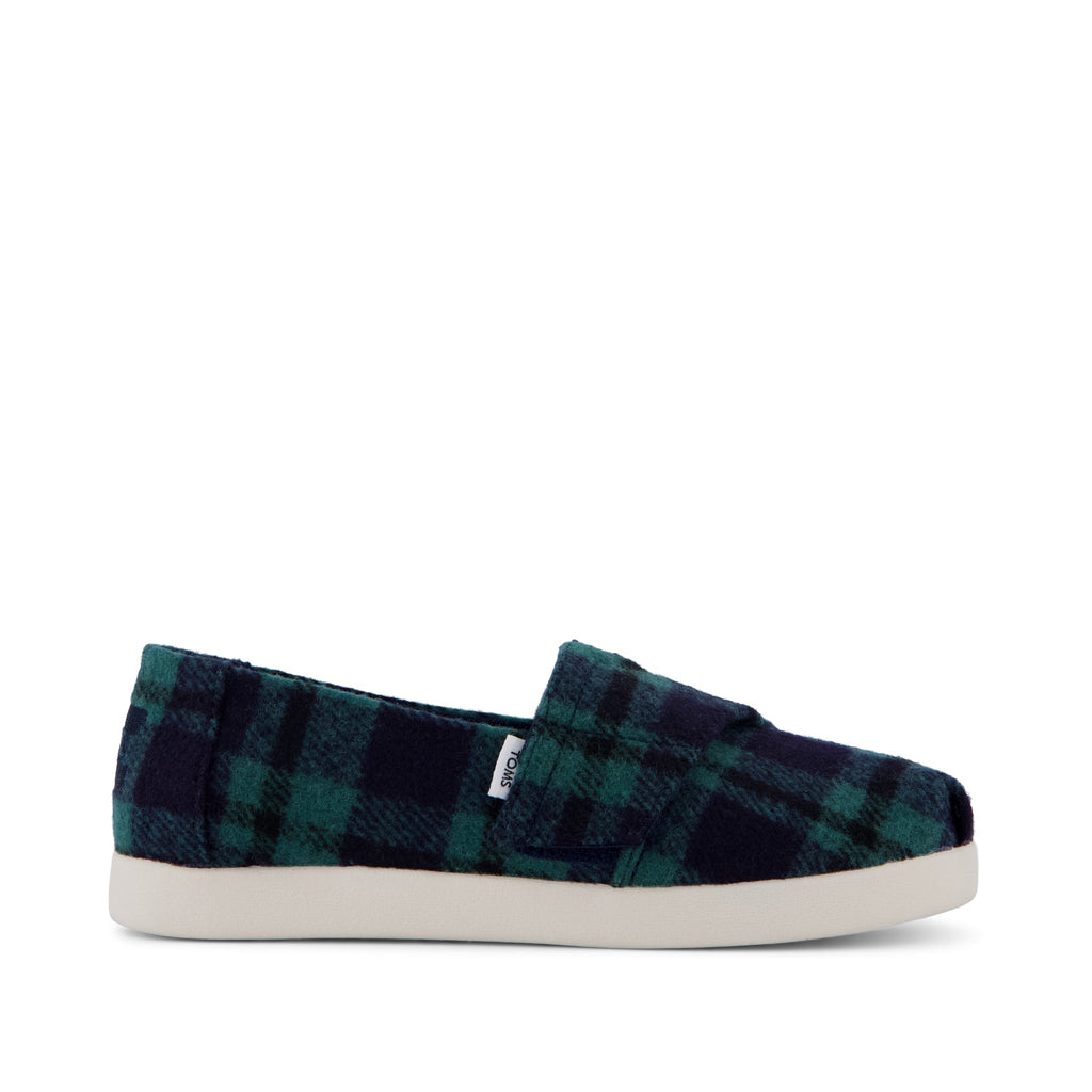 Alpargata Classic Kids Shoe - Navy Plaid Side View