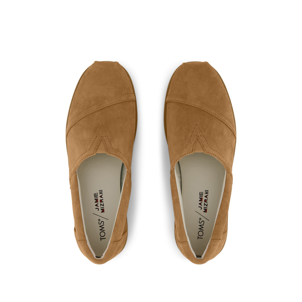TOMS x Jamie Mizrahi Alp FWD  - Antique Amber Yellow Suede Top View