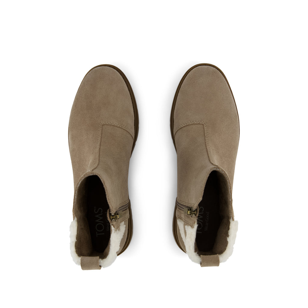 Astrid Boot - Water Repellent Dune Grey Suede Top View