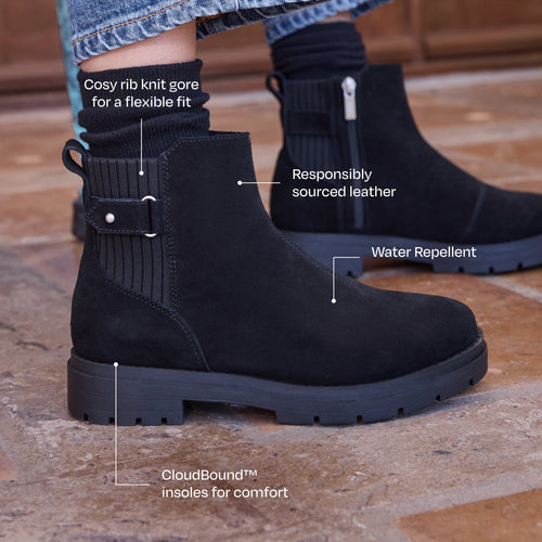 Astrid Boot - Water Repellent Black Suede