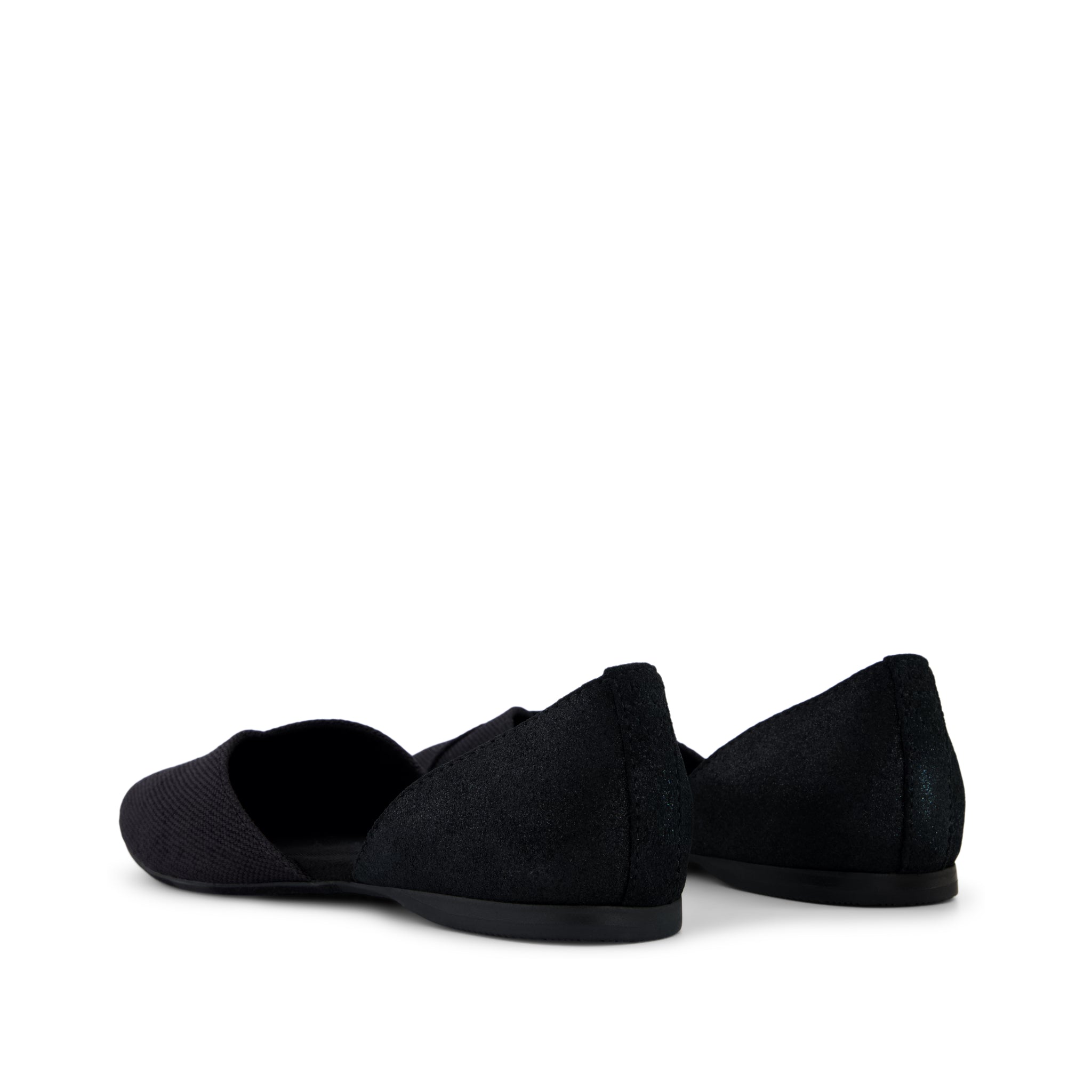 Gemma D'Orsay Flat - Black Melange Woven Metallic Suede Back View