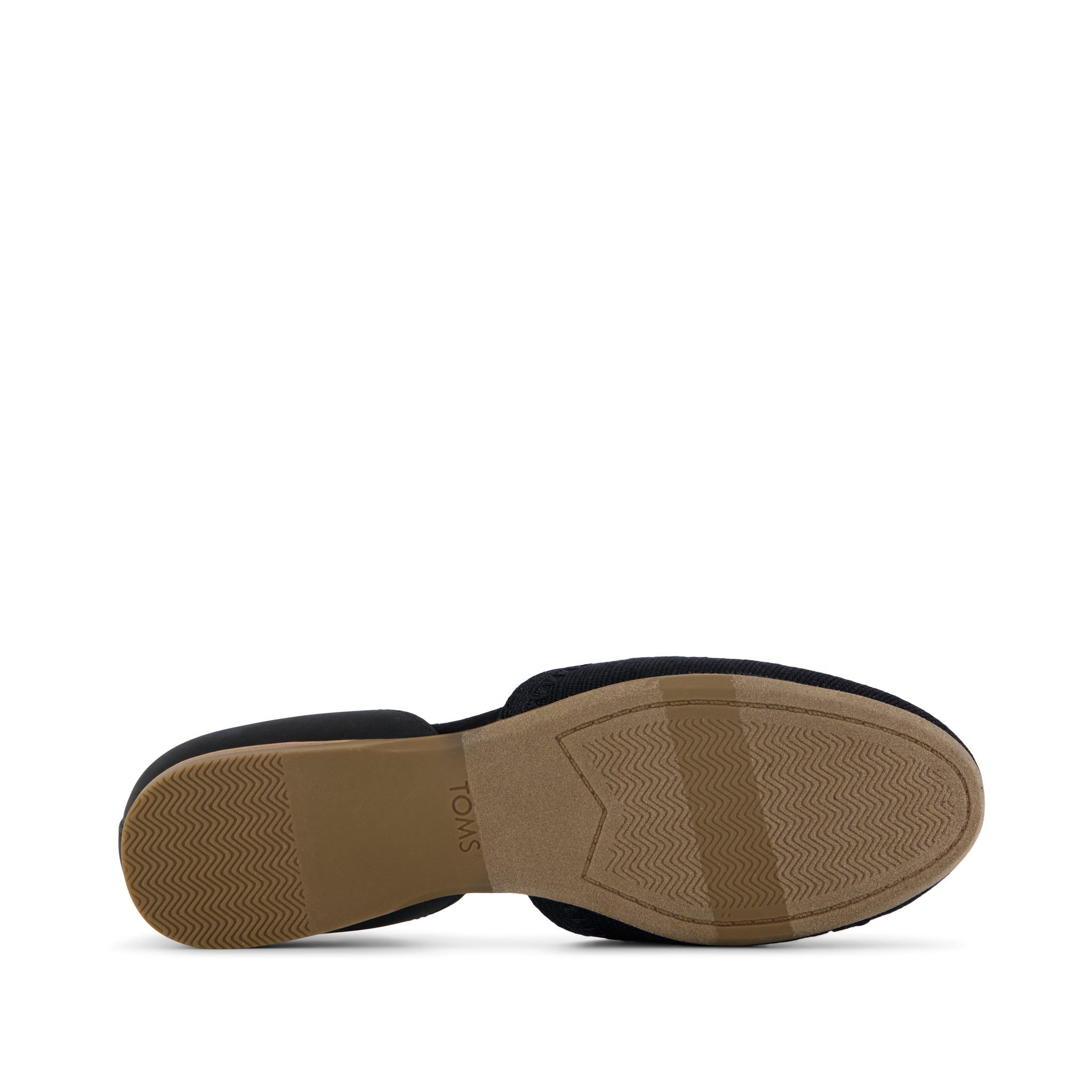 Gemma D'Orsay Flat - Black Leather & Heritage Canvas Bottom Sole View