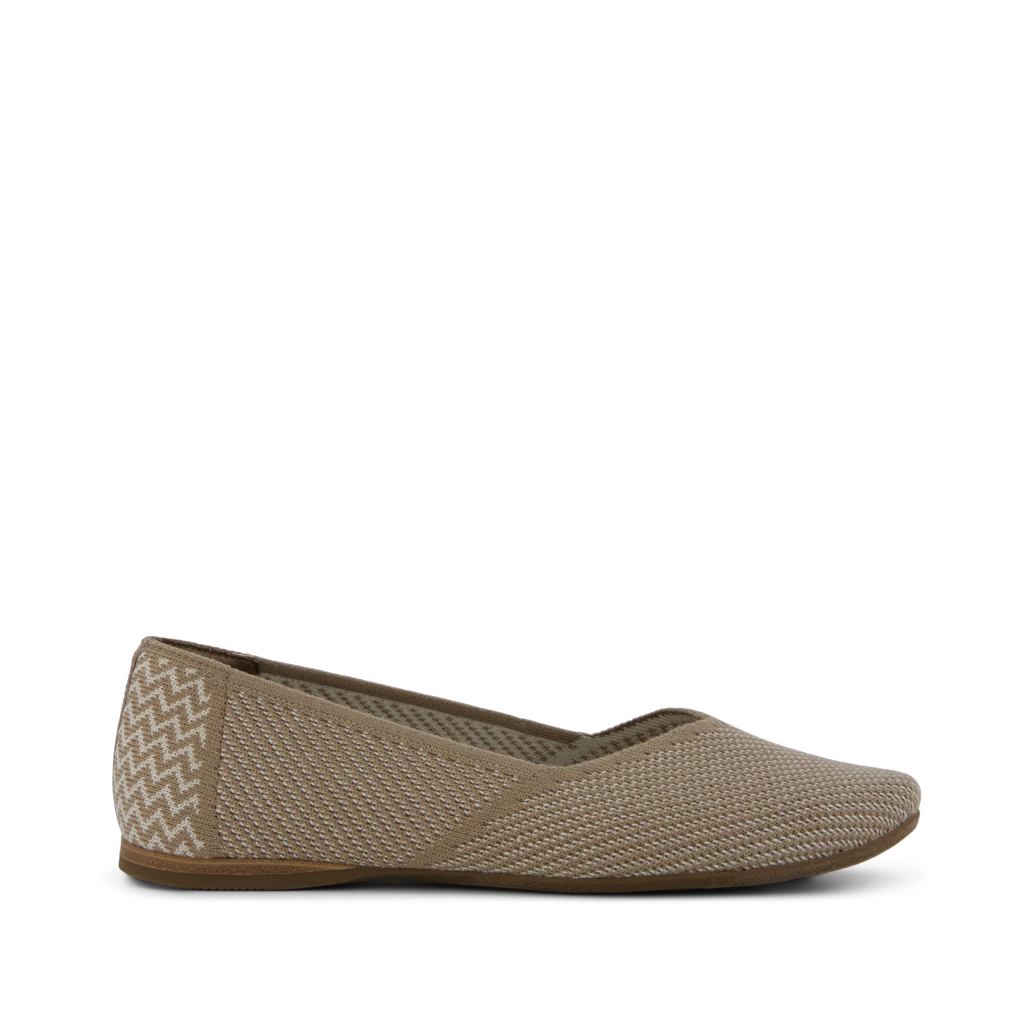 Gemma Flat - Dune Brown Engineered Knit Side View