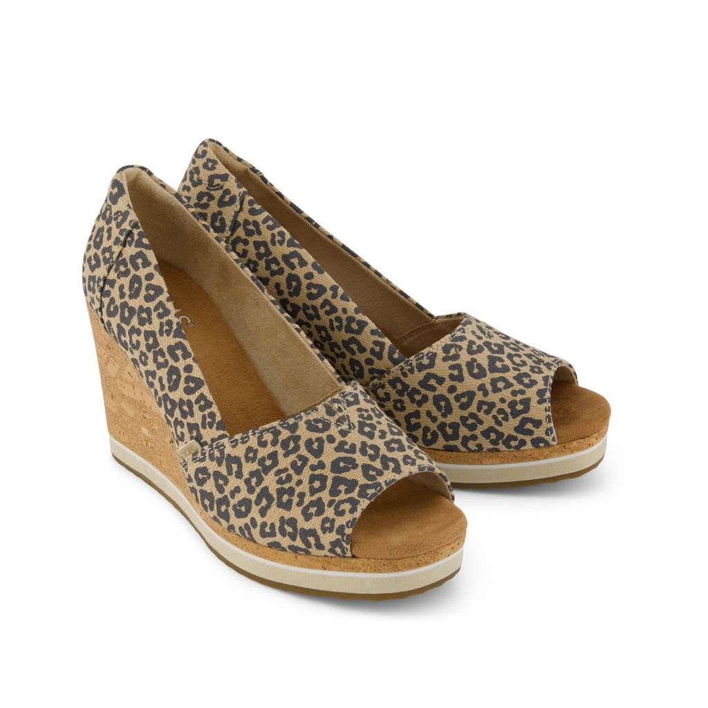 Essential Wedge Peep-toe - Beige Leopard Print Front View