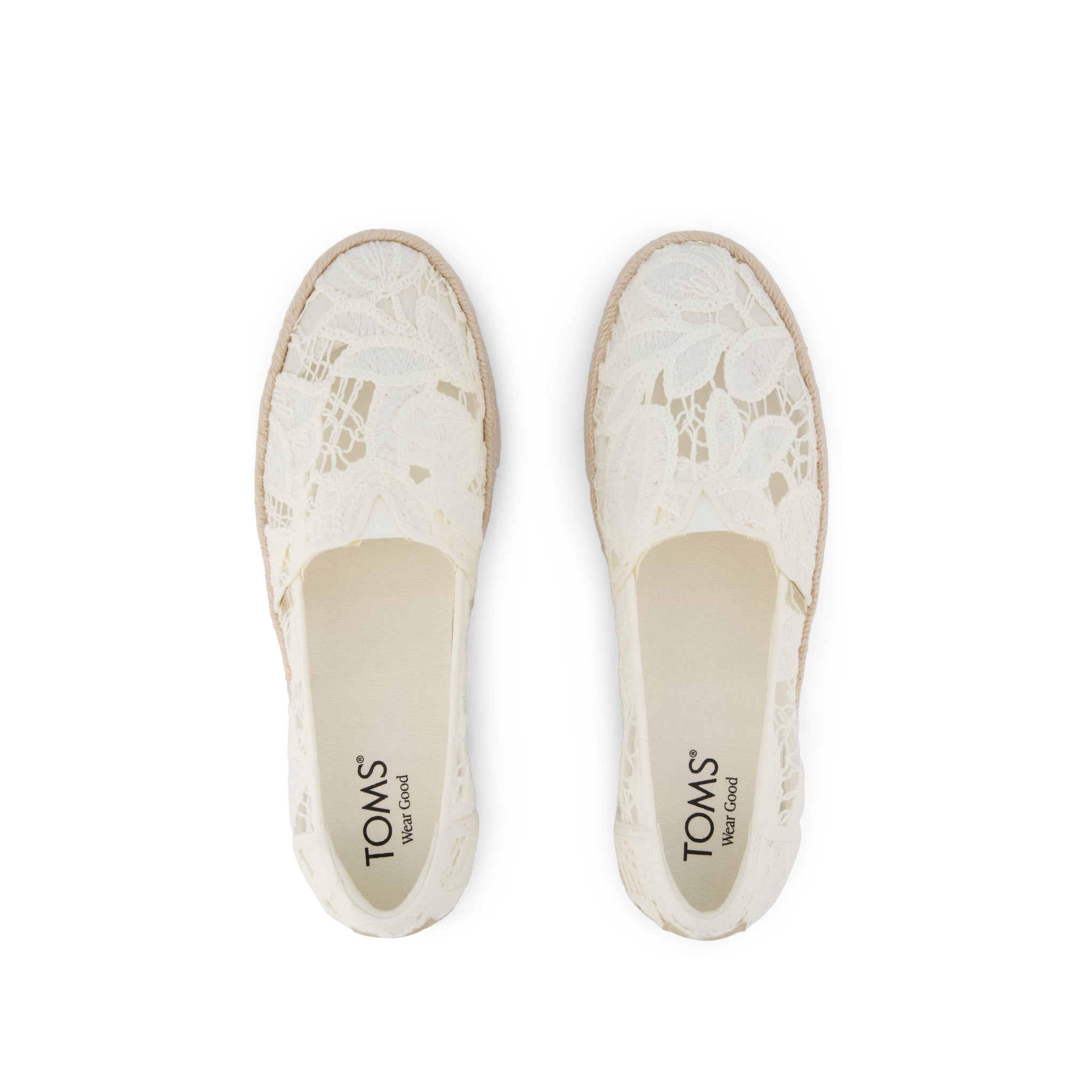 Valencia Platform Espadrille - Egret White Floral Crochet Top View