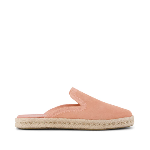 Santiago Mule Espadrille - Bloom Pink Suede with Embroidery Side View