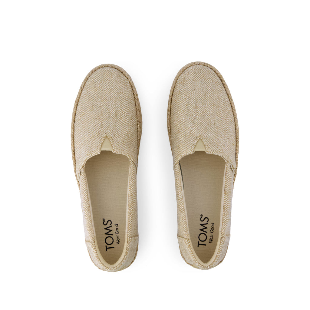 Valencia Platform Espadrille - Beige Glimmer Slub Canvas Top View