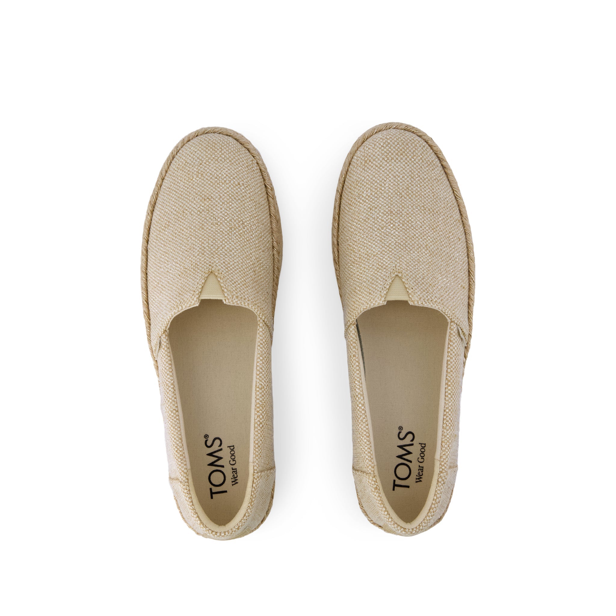 Valencia Platform Espadrille - Beige Glimmer Slub Canvas Top View