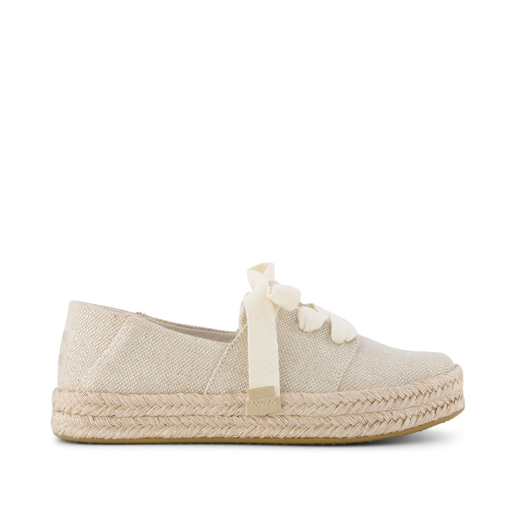 Carolina Lace-Up Espadrille - Champagne Glimmer Canvas Side View