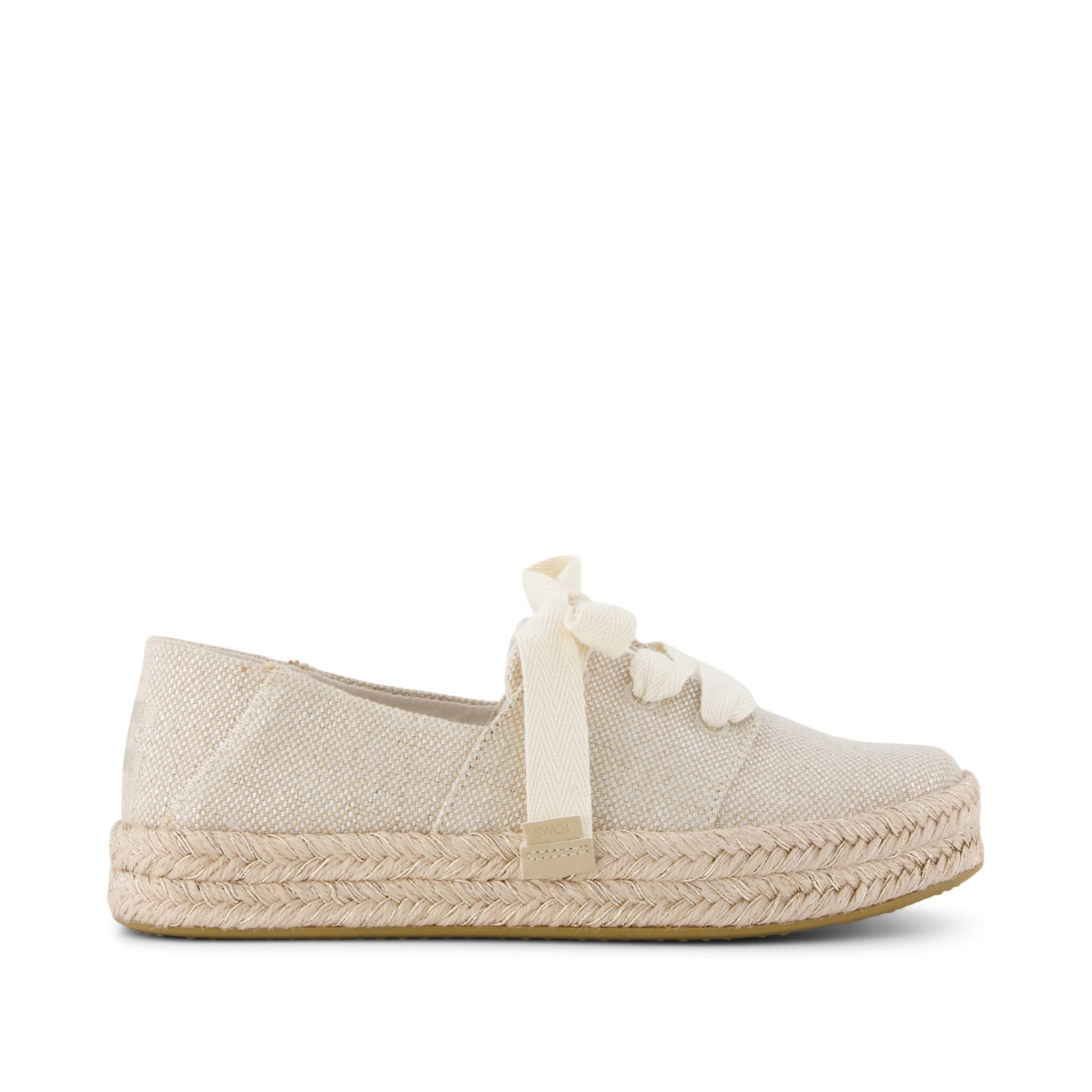 Carolina Lace-Up Espadrille - Champagne Glimmer Canvas Side View
