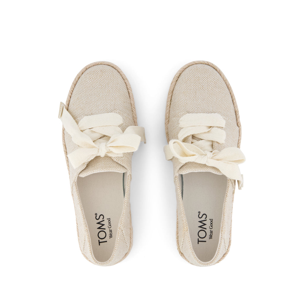 Carolina Lace-Up Espadrille - Champagne Glimmer Canvas Top View