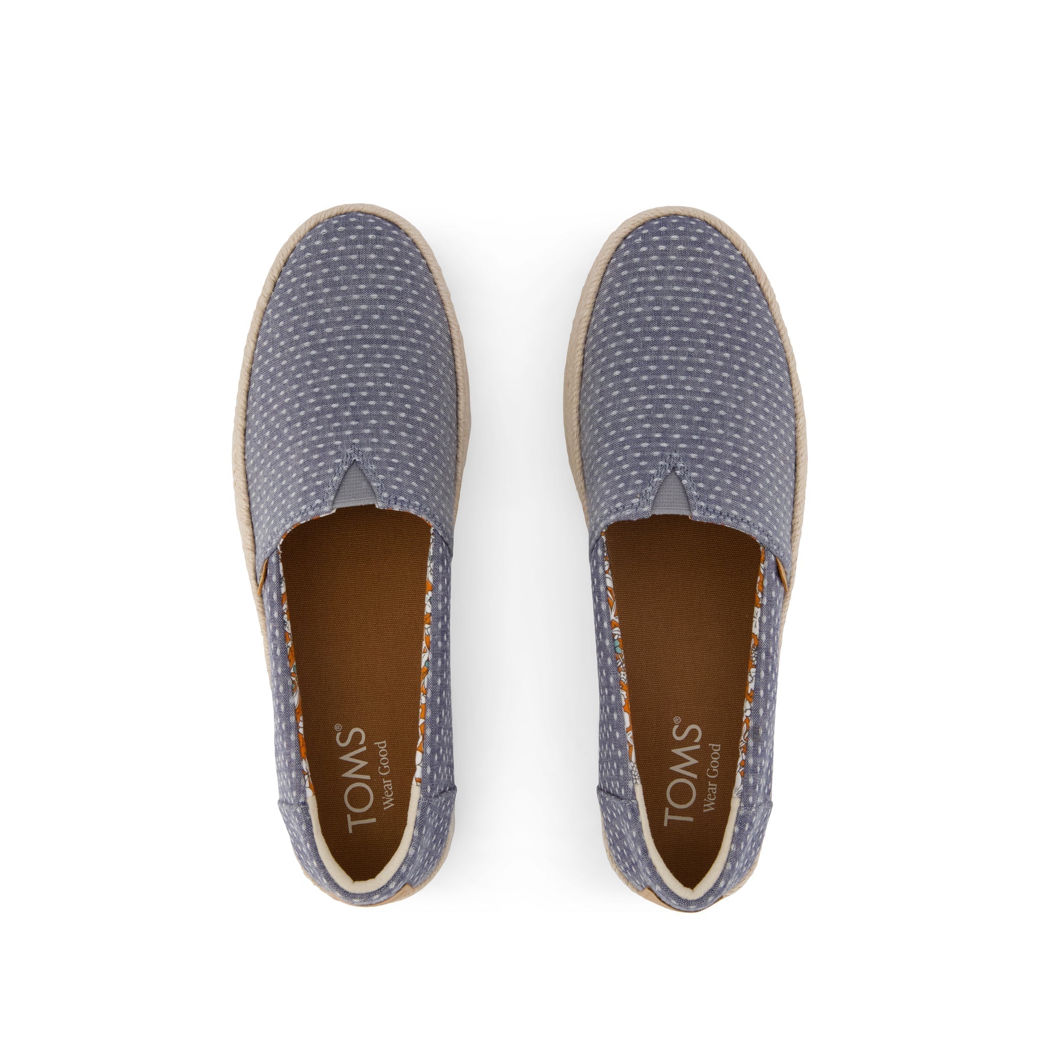 Valencia Platform Espadrille - Niagara Mist Chambray Dot Top View