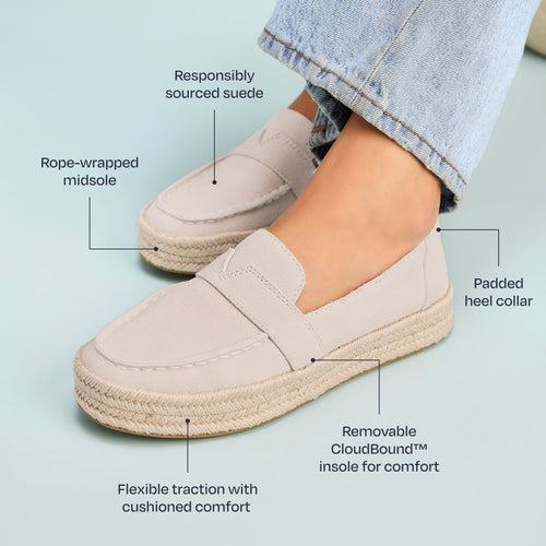 Blakely Loafer Espadrille - Zacht Grijs Suède