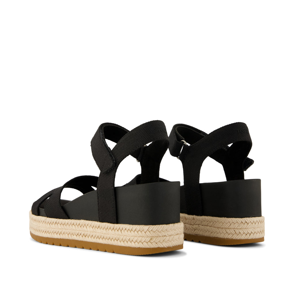 Alana Wedge Sandal - Black Heavy Canvas Back View