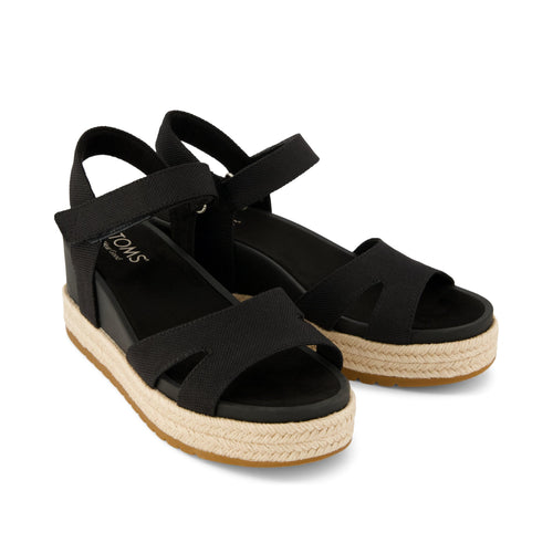 Alana Wedge Sandal - Black Heavy Canvas Front View