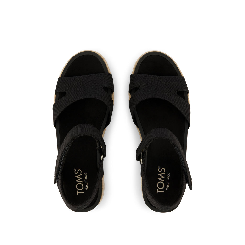 Alana Wedge Sandal - Black Heavy Canvas Top View