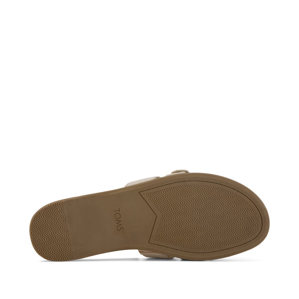 Sol Slide Sandal - Champagne Shimmer Suede Bottom Sole View