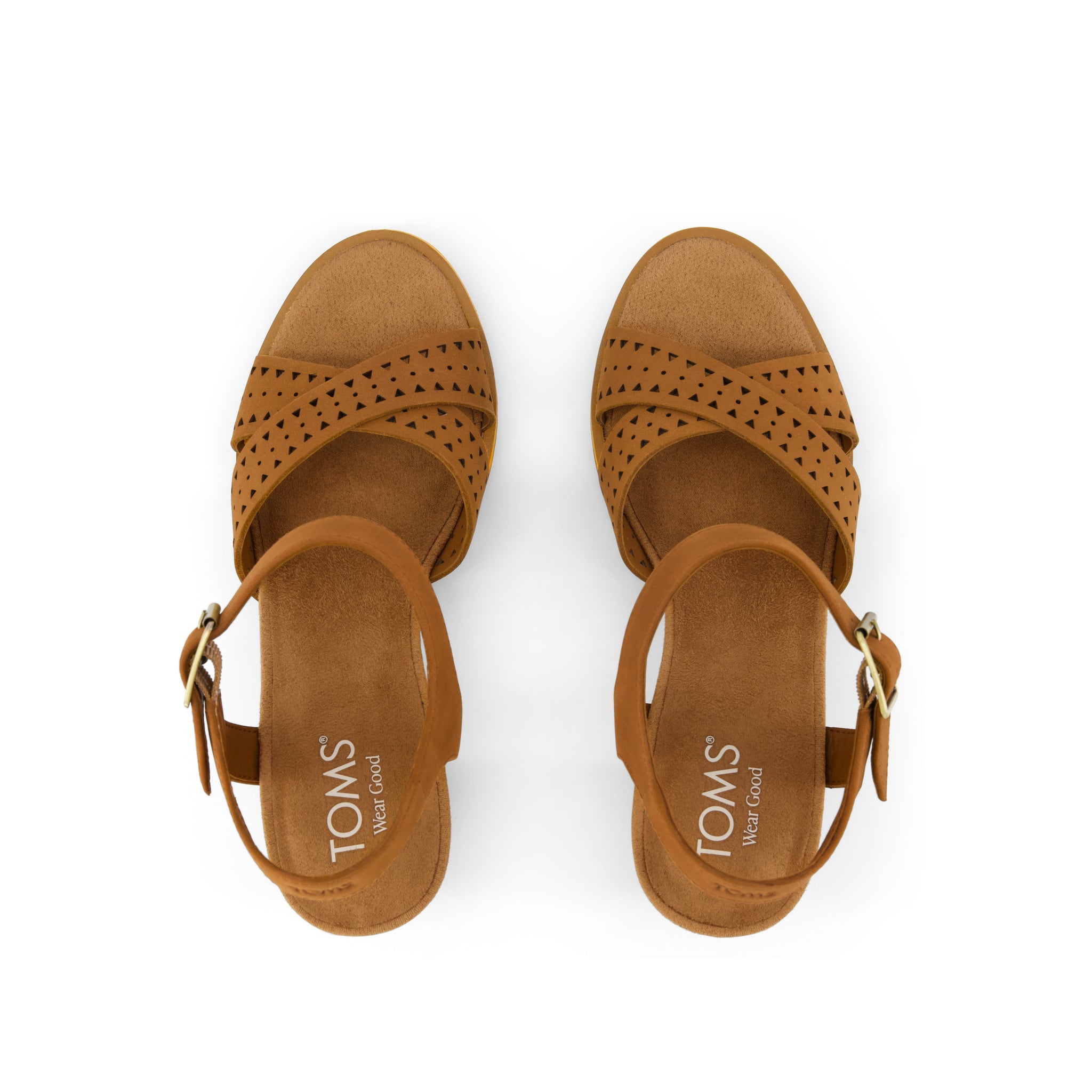 Majorca Strappy Heeled Sandal - Brown Perforated Leather Top View