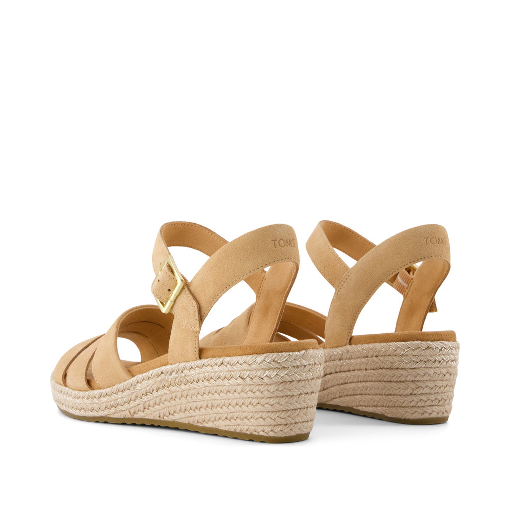 Julia Wedge Sandal - Honey Brown Suede Back View