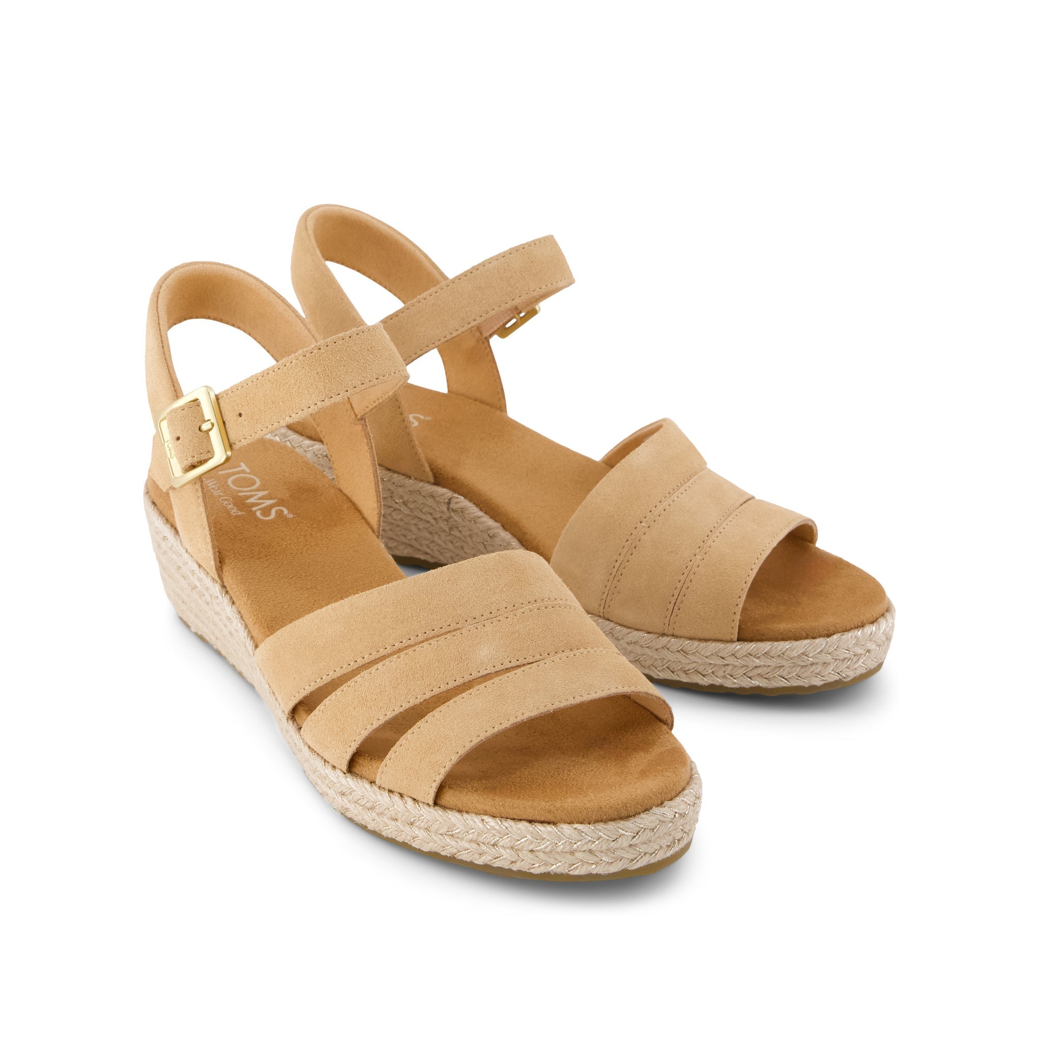 Julia Wedge Sandal - Honey Brown Suede Front View