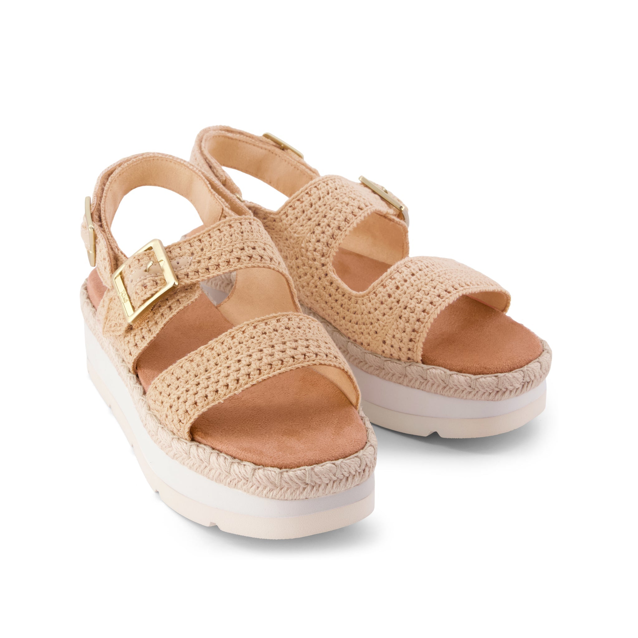 Giana Flatform Sandal - Almond Crochet Front View