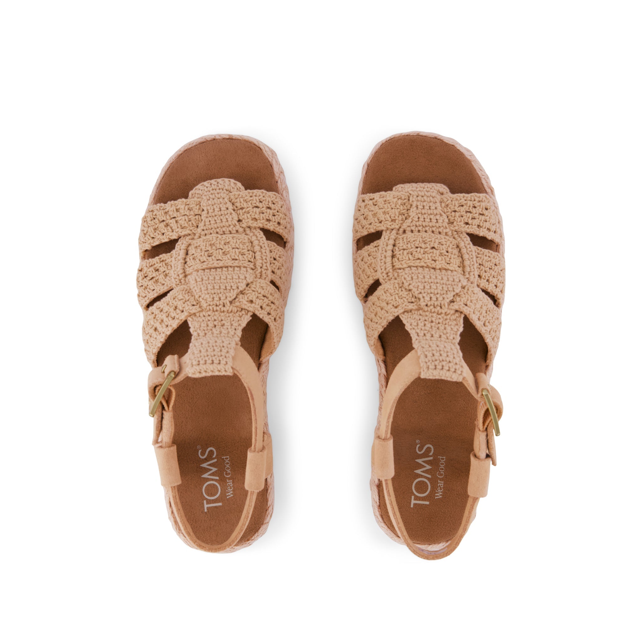 Jac Fisherman Sandal - Caramel Crochet Top View