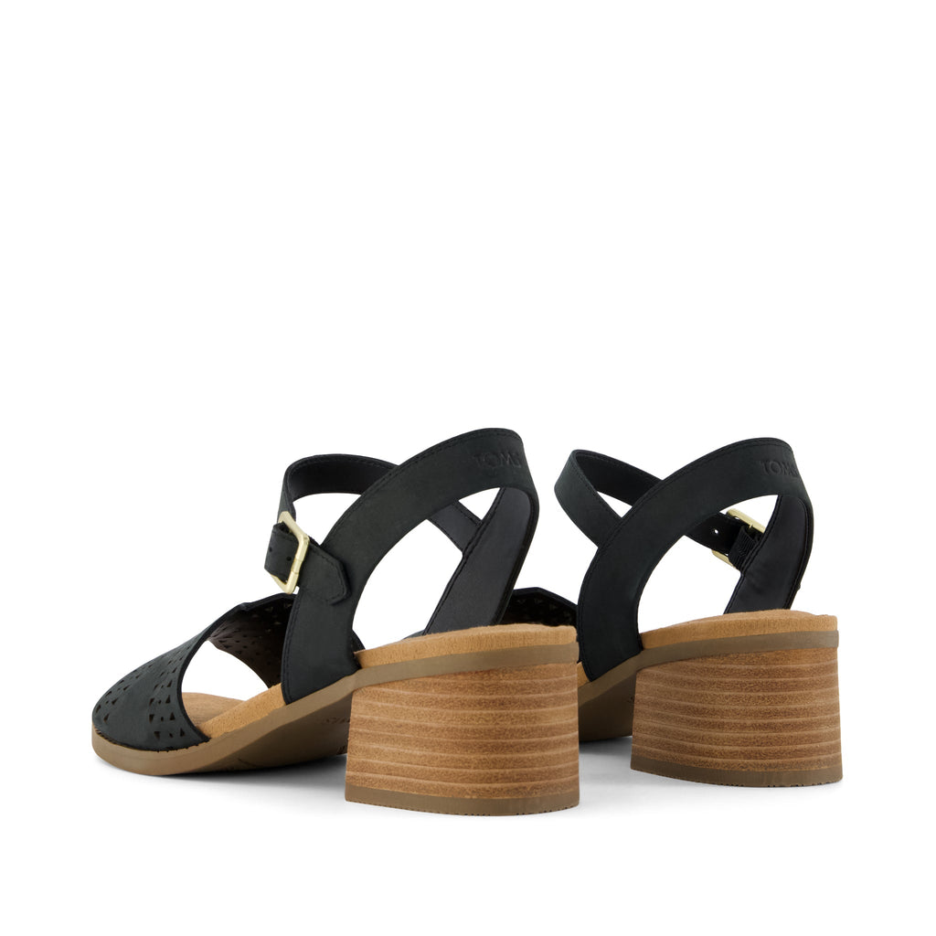 Eloise Sandal - Black Perforated Leather Back View