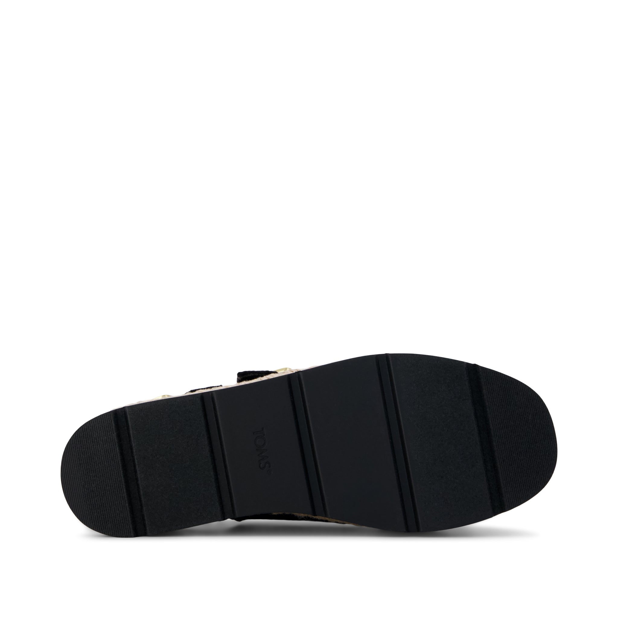 Giana Flatform Sandal - Black Woven Bottom Sole View