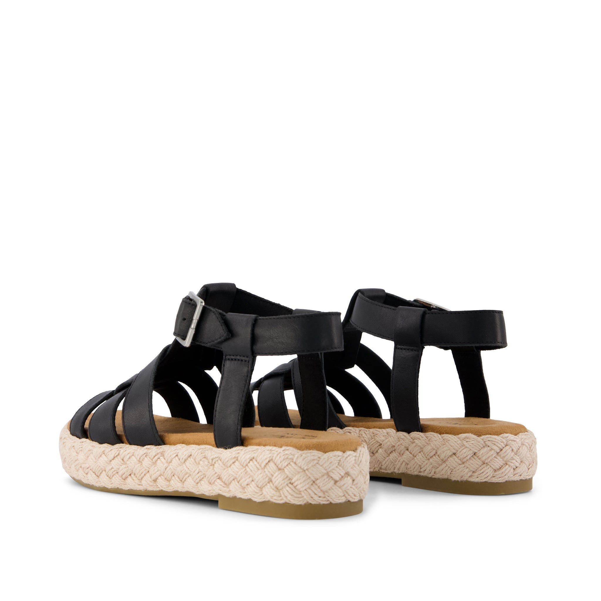 Jac Fisherman Sandal - Black Leather Back View