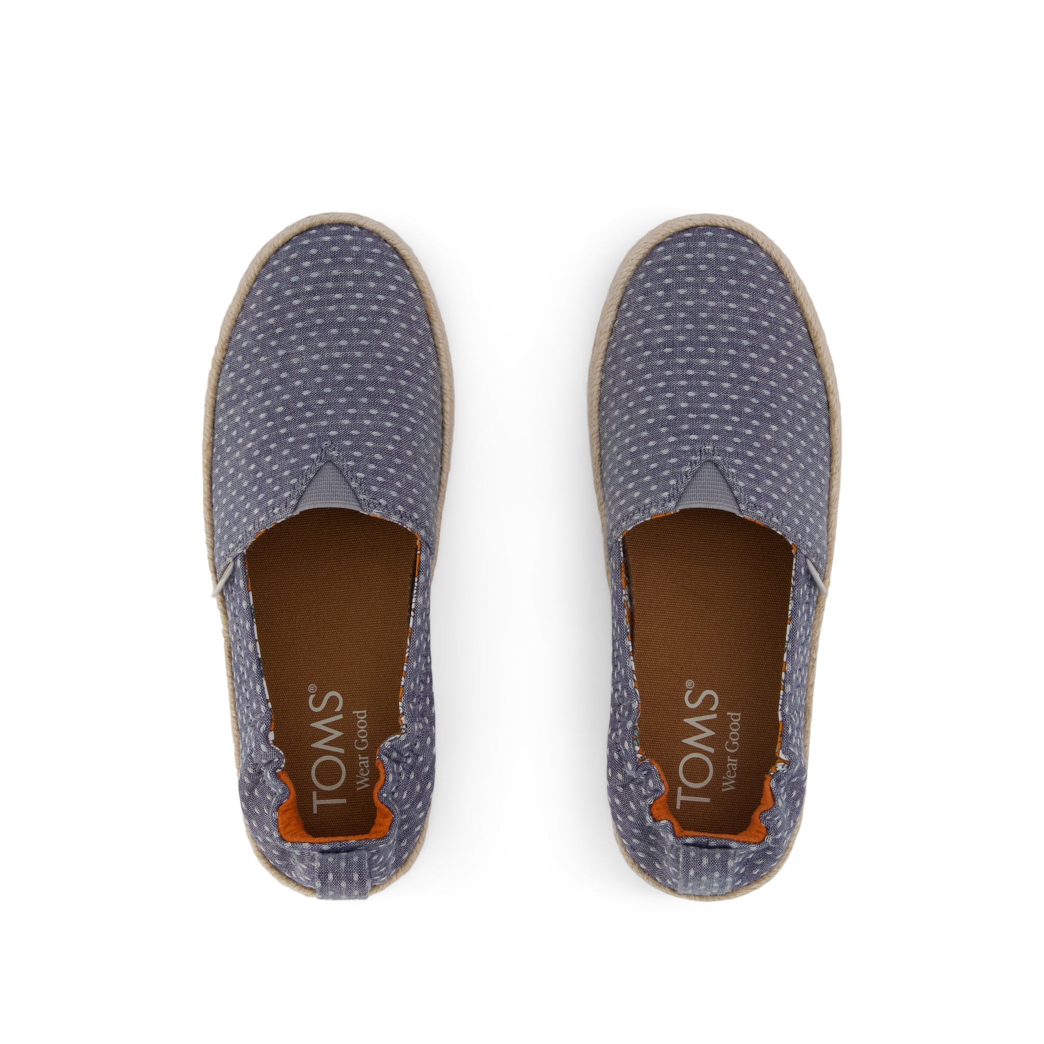 Valencia Platform Kids Espadrille - Niagara Mist Chambray Dot  Top View