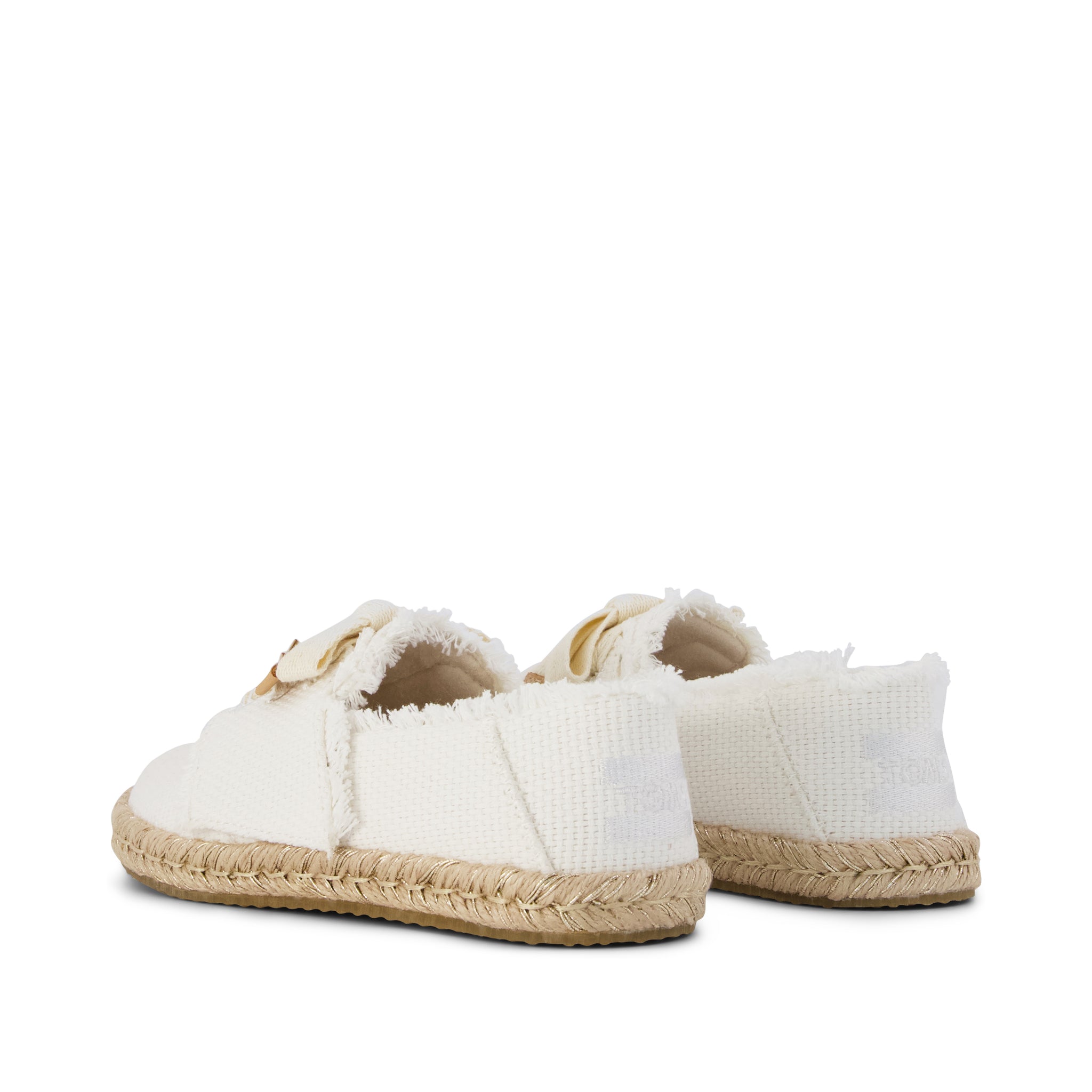 Carolina Lace-Up Kids Espadrille - White Fray Back View