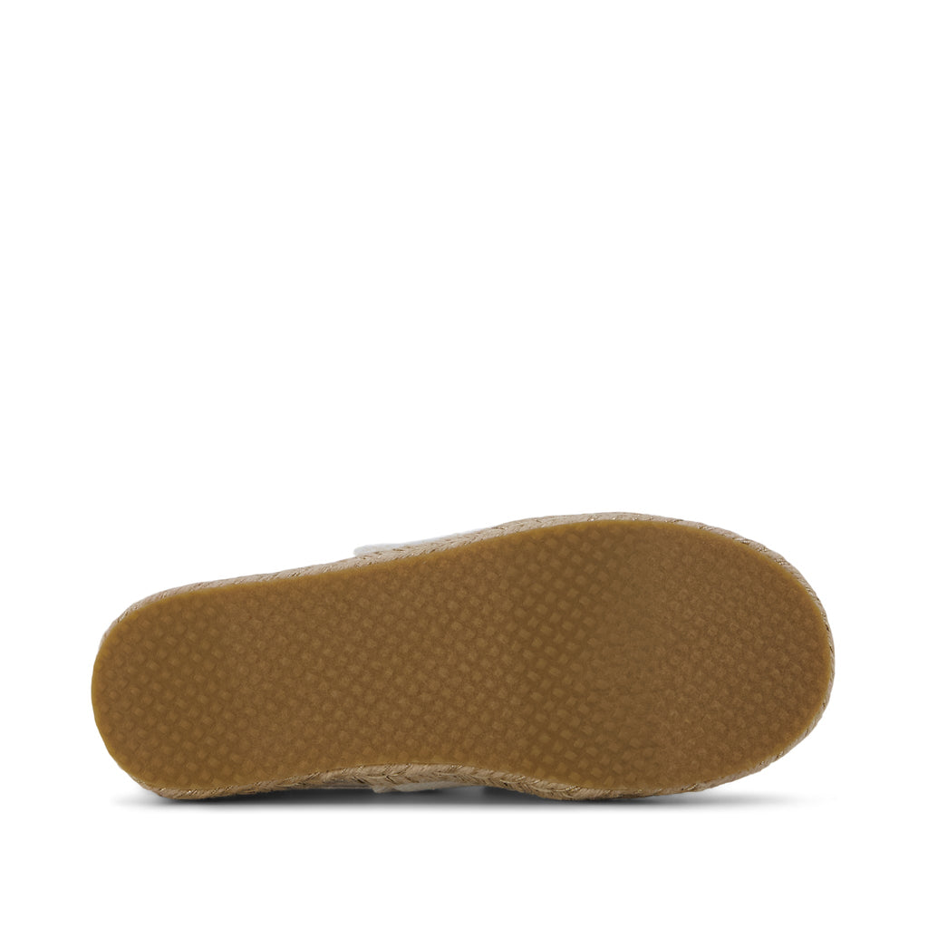 Carolina Lace-Up Kids Espadrille - White Fray Bottom Sole View