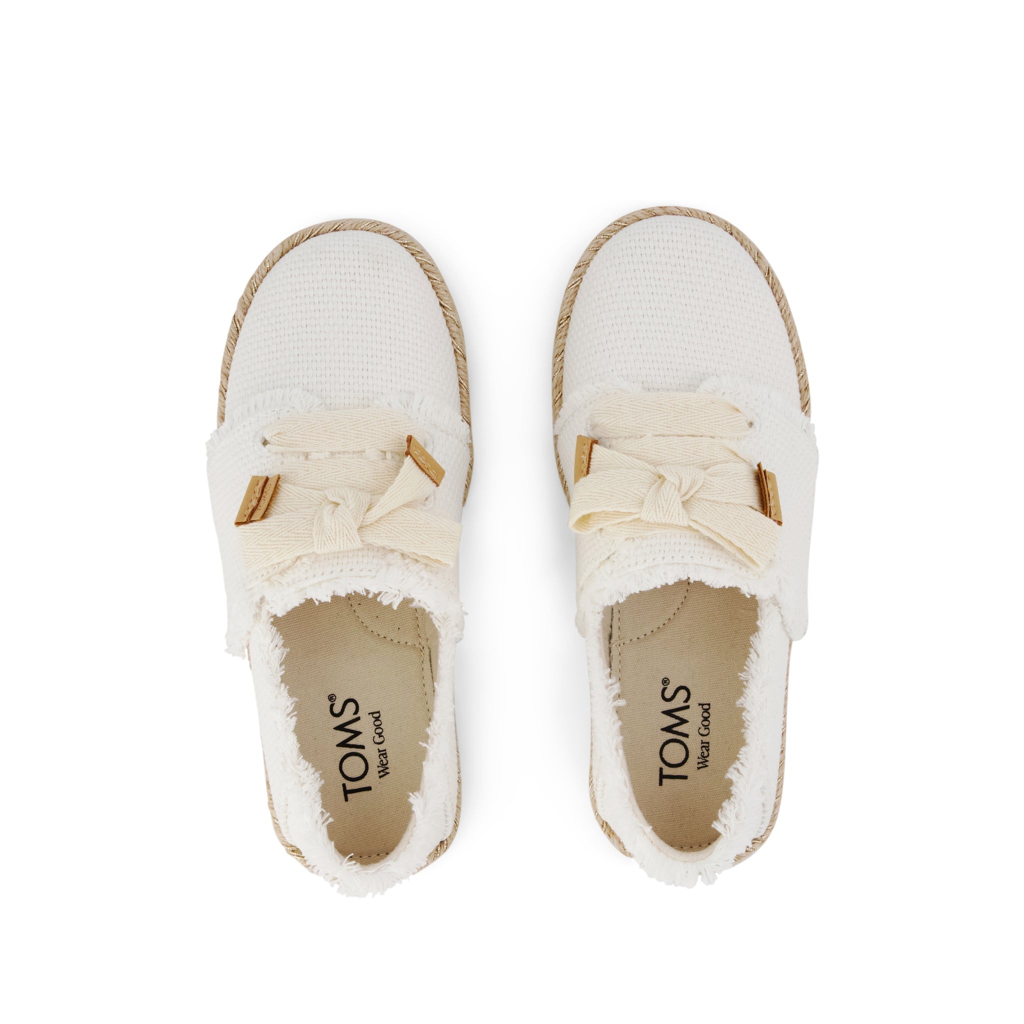 Carolina Lace-Up Kids Espadrille - White Fray Top View