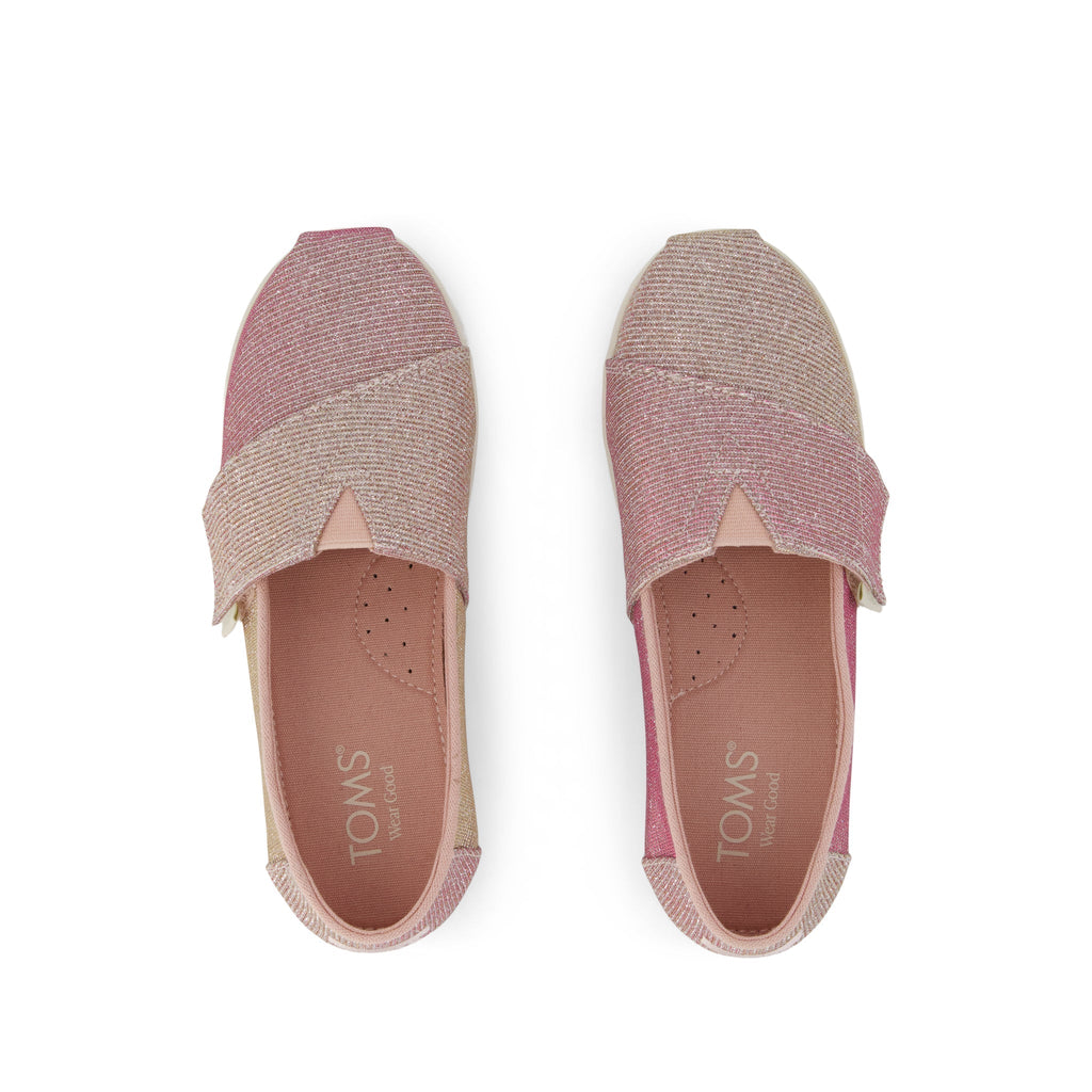 Alpargata Classic Kids Shoe - Rose Glitter Corduroy Top View