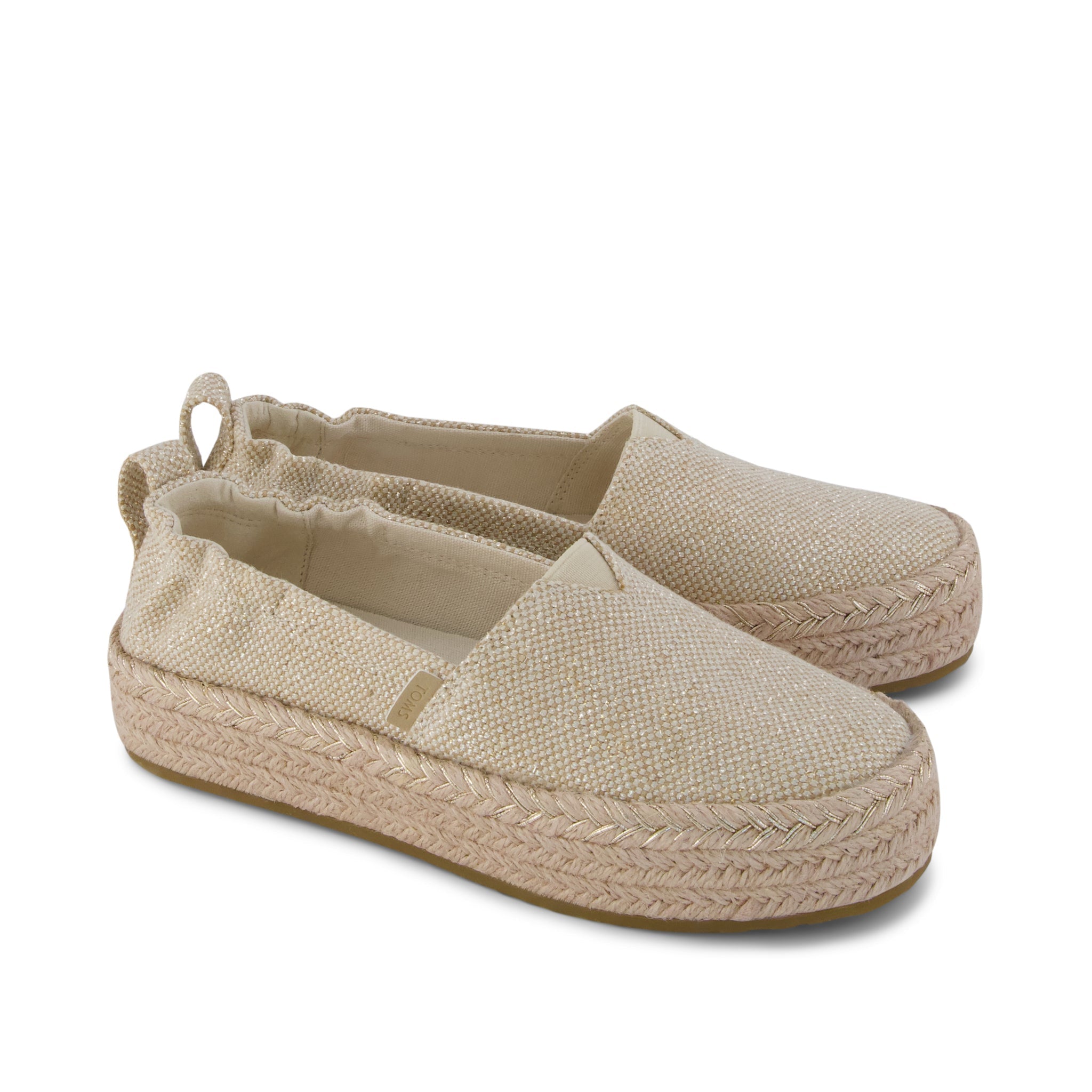 Valencia Platform Kids Espadrille - Champagne Glimmer Front View