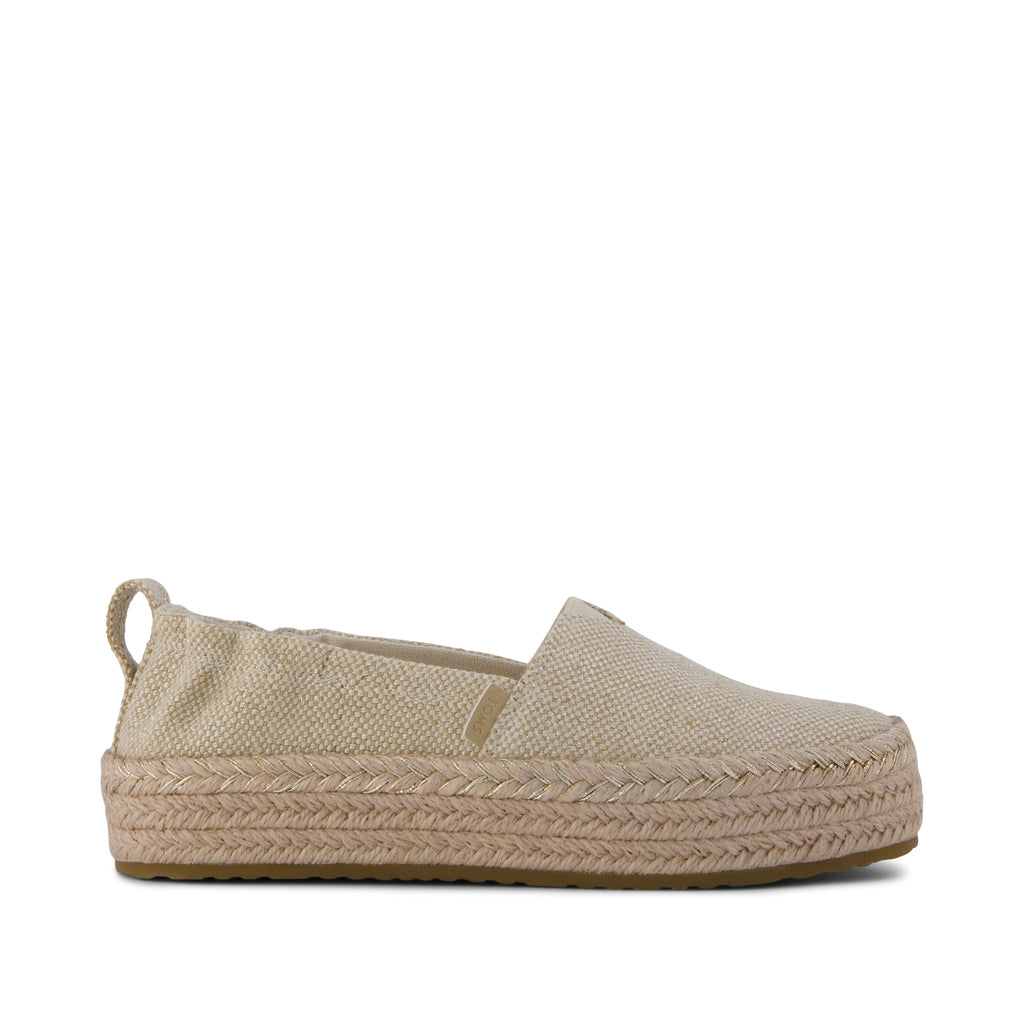 Valencia Platform Kids Espadrille - Champagne Glimmer Side View