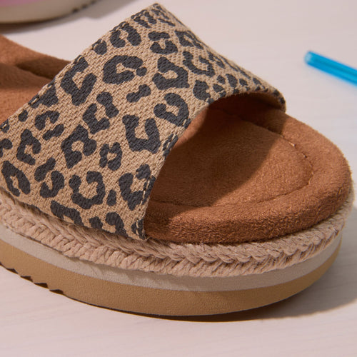 Sandales compensées Diana - Imprimé léopard beige pour enfant