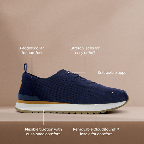 Resident Plus Lace-Up Trainer - Navy Blue Engineered Knit