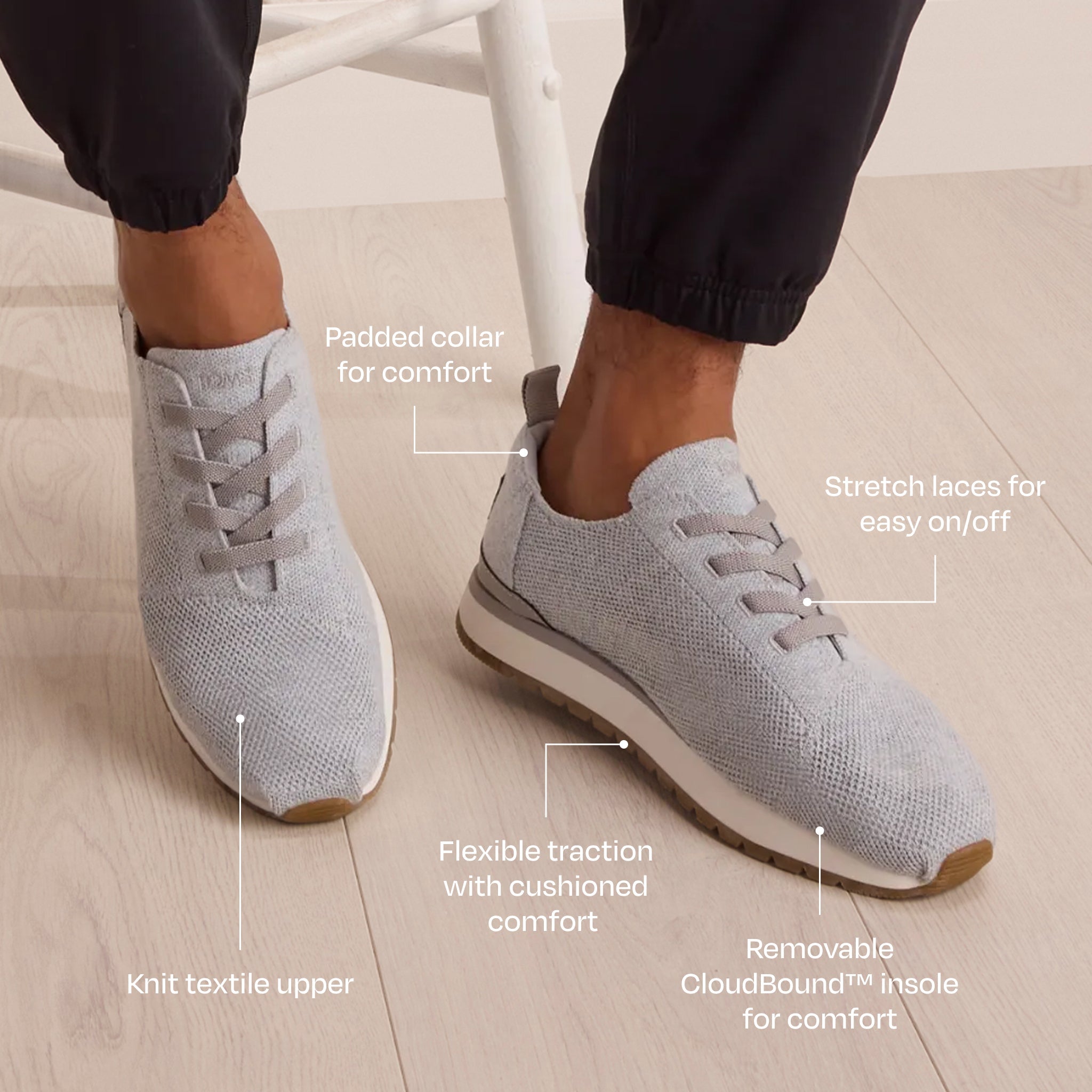 Resident Plus Lace-Up Trainer - Light Grey Blue Engineered Knit