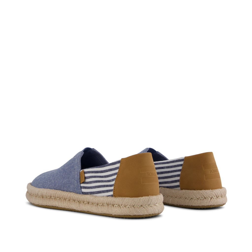 Alpargata Rope 2.0 Espadrille - Navy Blue Chambray Nautical Stripe Back View