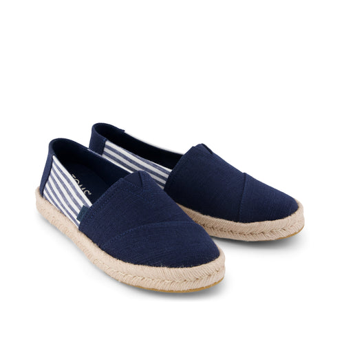 Alpargata Rope 2.0 Espadrille - Navy Blue Heritage Canvas Woven Stripe Front View