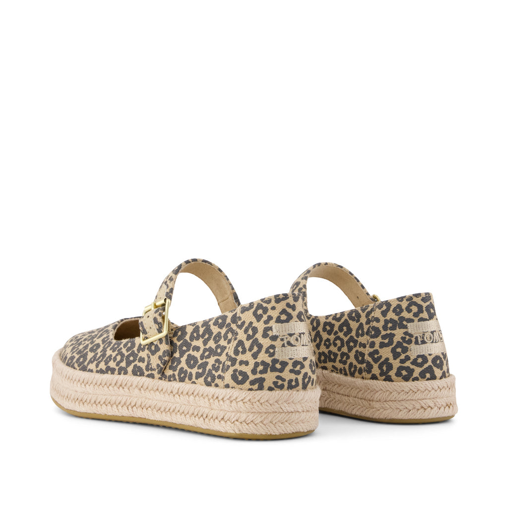 Carolina Mary Jane Espadrille - Natural Leopard Print (Spots) Back View