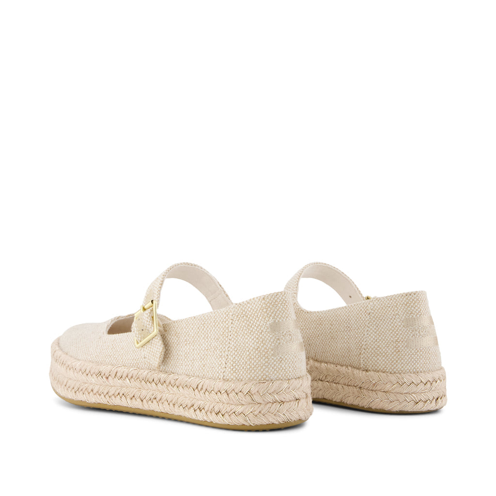 Carolina Mary Jane Espadrille - Beige Glimmer Slub Canvas Back View