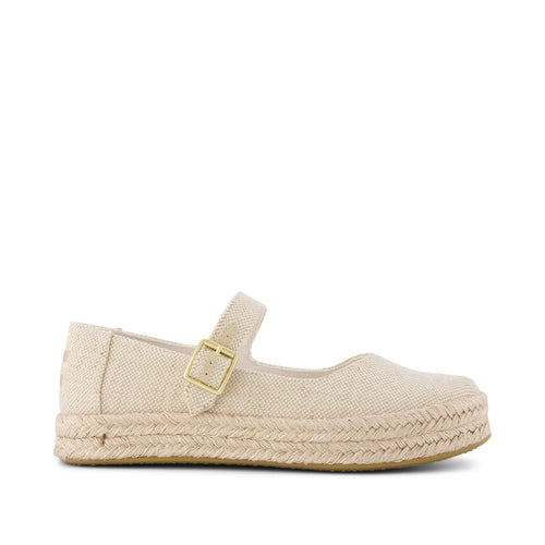 Carolina Mary Jane Espadrille - Beige Glimmer Slub Canvas Side View
