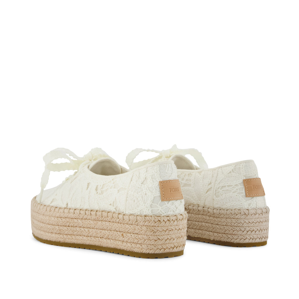 Valencia Lace-Up Espadrille - Egret White Floral Crochet
