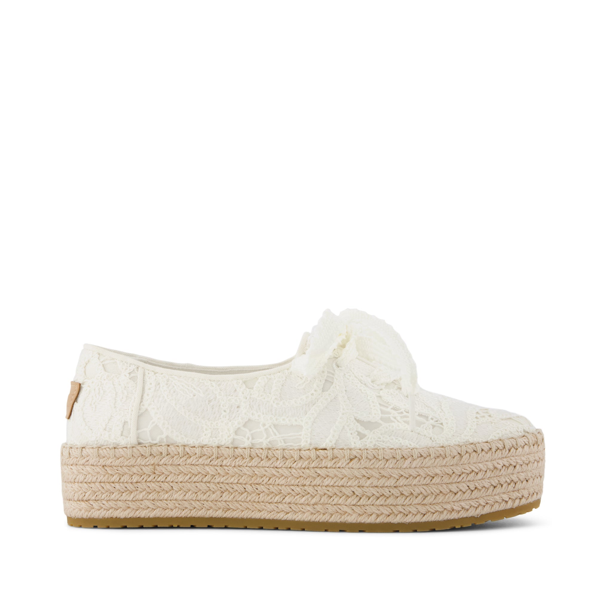 Valencia Lace-Up Espadrille - Egret White Floral Crochet